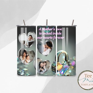 Canva Photo Tumbler Wrap, Picture Tumbler Template for Mom, Canva Frames, Personalized Canva Design, Mother Picture Cup, Tumbler with Hearts