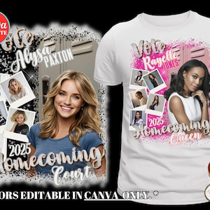 Homecoming Campaign Shirt Template, Editable Homecoming Tshirt,  Queen, Court, Princess, Drag & Drop, Customizable Sublimation Design, DTF
