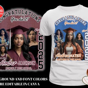 Klasse von 2025, Canva Abschluss-Shirt-Vorlage, graduierte T-Shirt-Vorlage, bearbeitbare Canva-Vorlage, Anpassen-T-Shirt, Sublimations-T-Shirt, DIY-Shirt