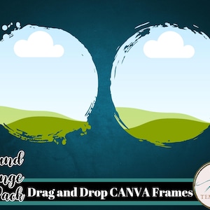 Canva Frames Templates Round, Distressed Square Frame 2 Pack, Customizable Canva Fames, Canva Picture Frame, Drag & Drop Frames, 10 for 10