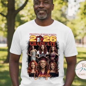 Grad Shirt Template, Canva Graduation Shirt, Mascot, 2026 Grad T-shirt, Editable Template, Customize Bootleg Tee, Sublimation Tshirt, DIY image 4