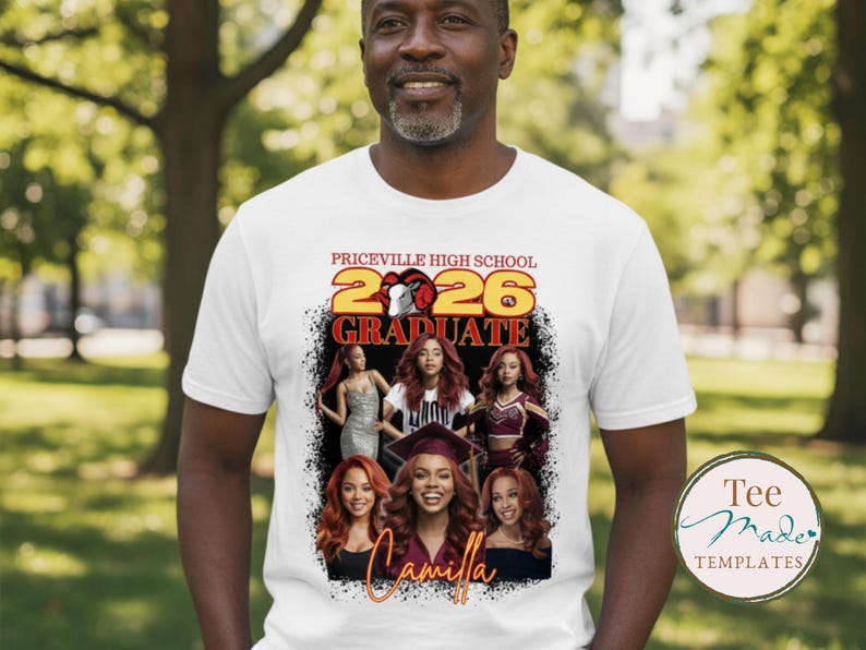 Grad Shirt Template, Canva Graduation Shirt, Mascot, 2026 Grad T-shirt, Editable Template, Customize Bootleg Tee, Sublimation Tshirt, DIY image 4