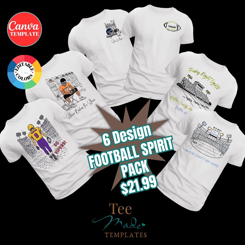 Friday Night Lights, Gameday Shirt Design, Canva Template, Football Stadium, Football Mom tshirt, Change Colors, High School t-shirt, DIY image 10