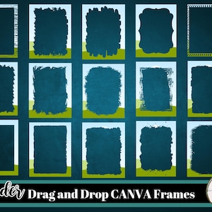 Cadres Canva personnalisables - Grunge et adoucir les bords des photos - Facile à faire glisser pour les impressions par sublimation, lot de 15 toiles, modèles DIY