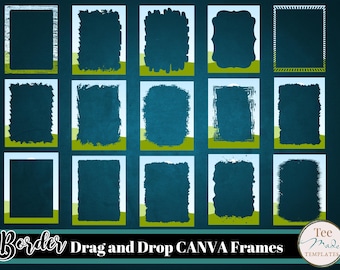 Customizable Canva Frames - Grunge and Soften Edges of Photos - Easy Drag & Drop for Sublimation Prints, 15 set Canva bundle, DIY Designs