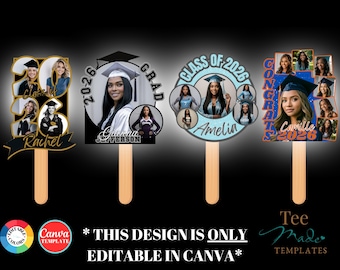 Plantilla de abanico de graduación, plantilla de Canva, recuerdos de graduación personalizados, graduación 2026, abanico de mano editable, abanico de graduación DIY 2026, abanico de paleta, escuela secundaria