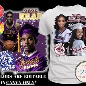 2025 Grad Design, Canva Graduation Template, Grad T-shirt Template, Editable Canva Template, Customize Tee, Sublimation Tshirt, DIY Shirt