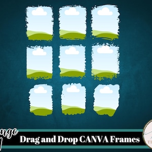 Grunge Canva Frames Templates, Distressed Square Frame Bundle, Customizable Canva Fames, Canva Picture Frame, Drag & Drop, Digital Download