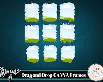Grunge Canva Frames Templates, Distressed Square Frame Bundle, Customizable Canva Fames, Canva Picture Frame, Drag & Drop, Digital Download