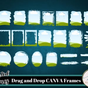 Grunge Canva Frames Templates, Distressed Square Frame Bundle, Customizable Canva Fames, Picture Frame, Drag & Drop Frames, Digital Download