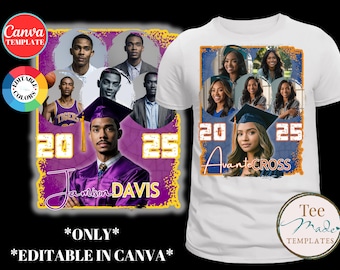 Class of 2025, Canva-sjabloon voor afstuderenshirt, sjabloon voor afstuderen T-shirt, bewerkbare Canva-sjabloon, Bootleg, T-shirt aanpassen, sublimatie, DIY