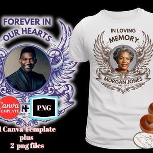 Angel Wings Memorial T-Shirt Template png, In Loving Memory, Rest in Peace, Funeral Design, Missing loved one, Sublimation Photo Shirt