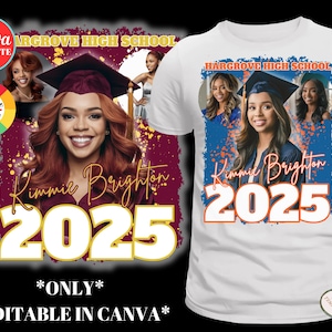 Klasse von 2025, Canva Abschluss-Shirt-Vorlage, graduierte T-Shirt-Vorlage, bearbeitbare Canva-Vorlage, Anpassen-T-Shirt, Sublimations-T-Shirt, DIY-Shirt