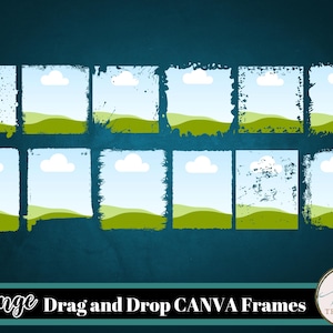 Canva Frames Templates, Grunge Square Frame Bundle, Customizable Canva Fames, Canva Picture Frame, Drag & Drop Frames, Digital Download