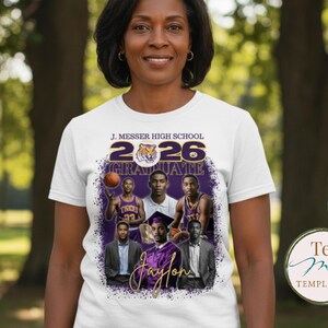 Grad Shirt Template, Canva Graduation Shirt, Mascot, 2026 Grad T-shirt, Editable Template, Customize Bootleg Tee, Sublimation Tshirt, DIY image 6