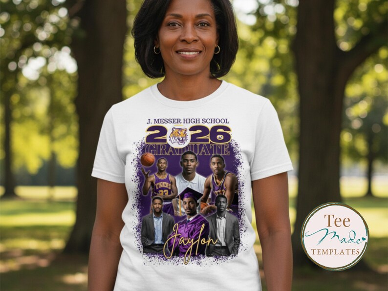 Grad Shirt Template, Canva Graduation Shirt, Mascot, 2026 Grad T-shirt, Editable Template, Customize Bootleg Tee, Sublimation Tshirt, DIY image 6