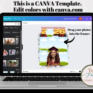 Grad Shirt Template, Canva Graduation Shirt, Mascot, 2026 Grad T-shirt, Editable Template, Customize Bootleg Tee, Sublimation Tshirt, DIY image 3