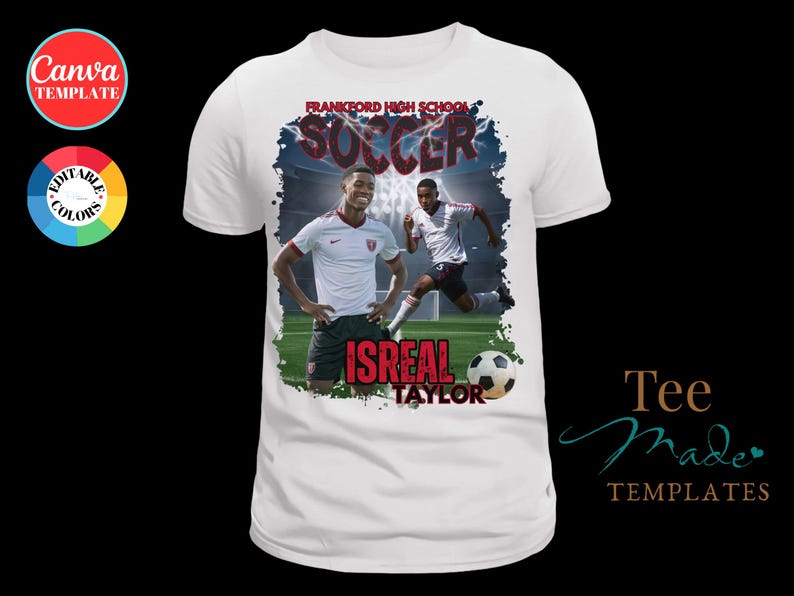 Soccer Shirt Design, Canva Template, Editable Gameday tshirt, Senior Night Shirt, Personalized t-shirt, Sublimation, DTF, Drag and Drop image 4
