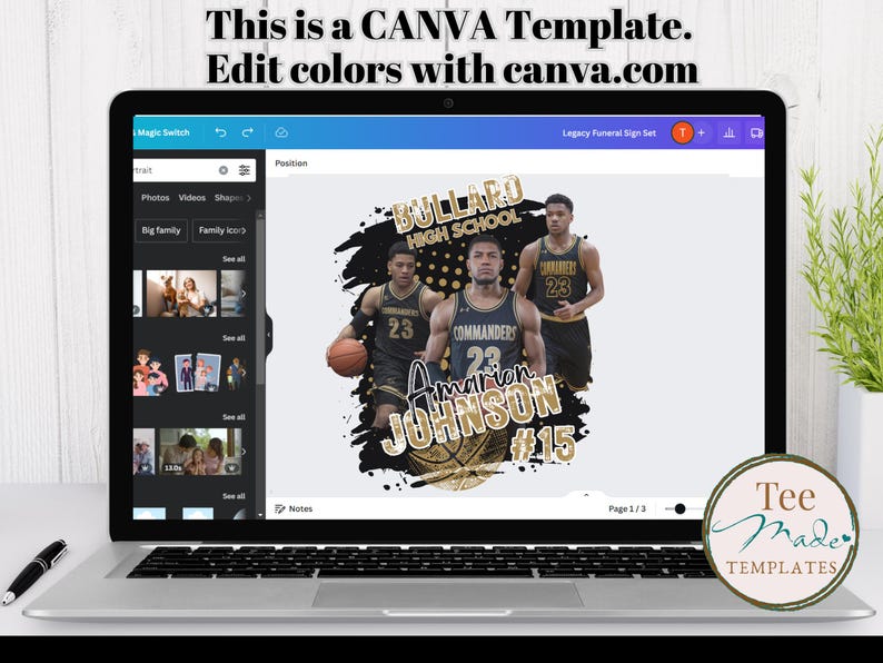 Basketball Tshirt Design, Canva Template, Editable Gameday Tshirt