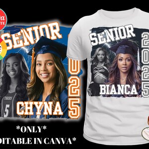 Class of 2025, Canva Graduation Shirt Template, Senior T-shirt Template, Editable Canva Template, Customize Tee, Sublimation Tshirt, DIY