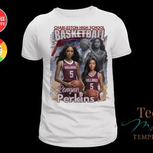 Basketbalshirtontwerp, canvassjabloon, bewerkbare gameday-t-shirt, seniorenavondshirt, gepersonaliseerd T-shirt, sublimatie, DTF, slepen en neerzetten afbeelding 2