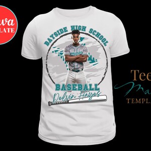 Baseball-Shirt-Vorlage, Baseball Mom Design, Canva-Vorlage, bearbeitbares Spieltag-T-Shirt, bearbeitbares Tshirt, Senior Night, Sublimation, DTF, DTG Bild 2