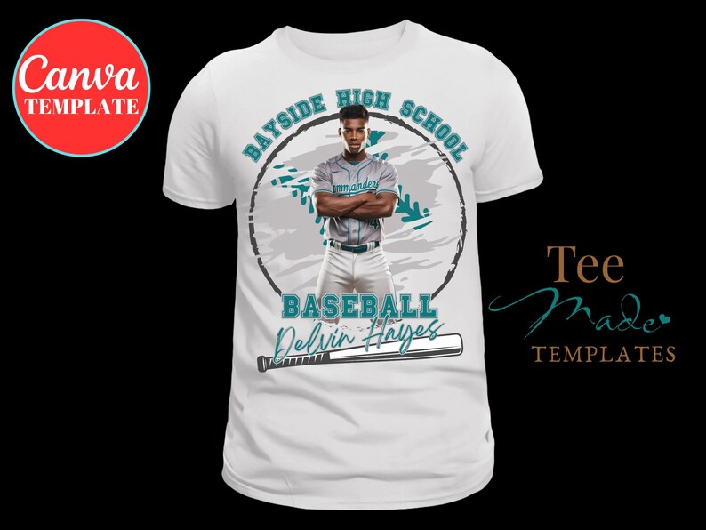Baseball-Shirt-Vorlage, Baseball Mom Design, Canva-Vorlage, bearbeitbares Spieltag-T-Shirt, bearbeitbares Tshirt, Senior Night, Sublimation, DTF, DTG Bild 2
