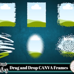 Canva Frames Bundles, Customizable Canva Templates, Distressed Edge, Canva Picture Frame, Sublimation Design, Drag & Drop, Digital Download