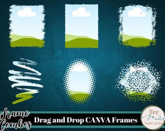 Canva Frames Bundles, Customizable Canva Templates, Distressed Edge, Canva Picture Frame, Sublimation Design, Drag & Drop, Digital Download