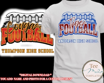 Football Shirt Design | Canva Template | Custom School Spirit Shirt | Editable Colors Mascot | Football Mom Shirt Template | Team Pride PNG