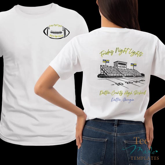Friday Night Lights, Gameday Shirt Design, Canva Template, Football Stadium, Football Mom tshirt, Change Colors, High School t-shirt, DIY