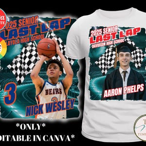 Diseño de camiseta de graduación, plantilla de Canva para la noche de los estudiantes de último año, vuelta final, camiseta editable para el día del partido, camiseta de graduación personalizada, sublimación, arrastrar y soltar