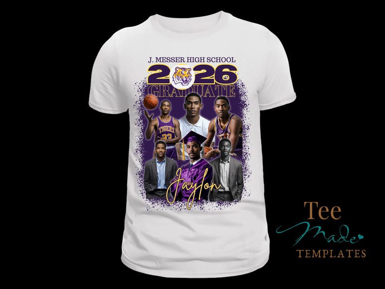 Grad Shirt Template, Canva Graduation Shirt, Mascot, 2026 Grad T-shirt, Editable Template, Customize Bootleg Tee, Sublimation Tshirt, DIY image 10
