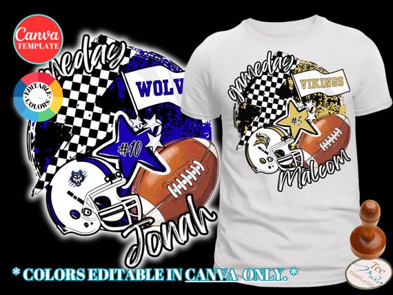 Football Gameday Shirt Design, Canva Template, FB Mom tshirt, Changeable Colors, Personalized High School t-shirt , Spirit Wear, DTF