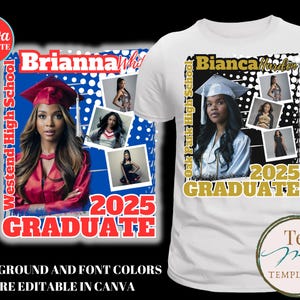 Graduation Shirt Template, 2025 Graduation, Editable Custom Photo Shirt, Canva Template, Senior 2025, Sublimation tshirt Pictures, DIY Shirt