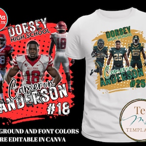 Fußball-T-Shirt Design, Canva-Vorlage, bearbeitbares Spieltag-T-Shirt, veränderbare Farben, personalisiertes High-School-T-Shirt, Sublimation, DTF, DTG