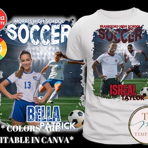 Soccer Shirt Design, Canva Template, Editable Gameday tshirt, Senior Night Shirt, Personalized t-shirt, Sublimation, DTF, Drag and Drop image 1