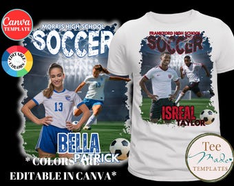 Design de camisa de futebol, modelo Canva, camiseta editável para o dia do jogo, camiseta para a noite dos veteranos, camiseta personalizada, sublimação, DTF, arrastar e soltar
