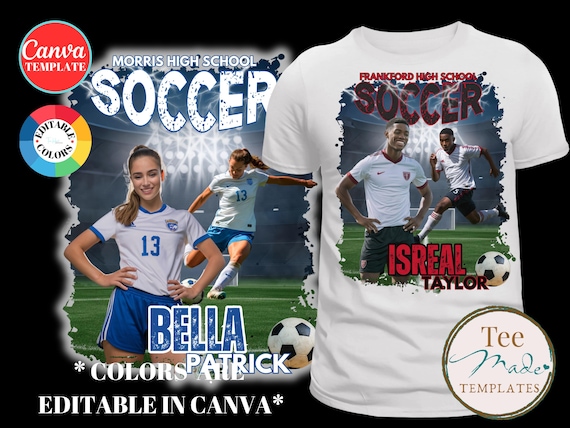 Soccer Shirt Design, Canva Template, Editable Gameday tshirt, Senior Night Shirt, Personalized t-shirt, Sublimation, DTF, Drag and Drop