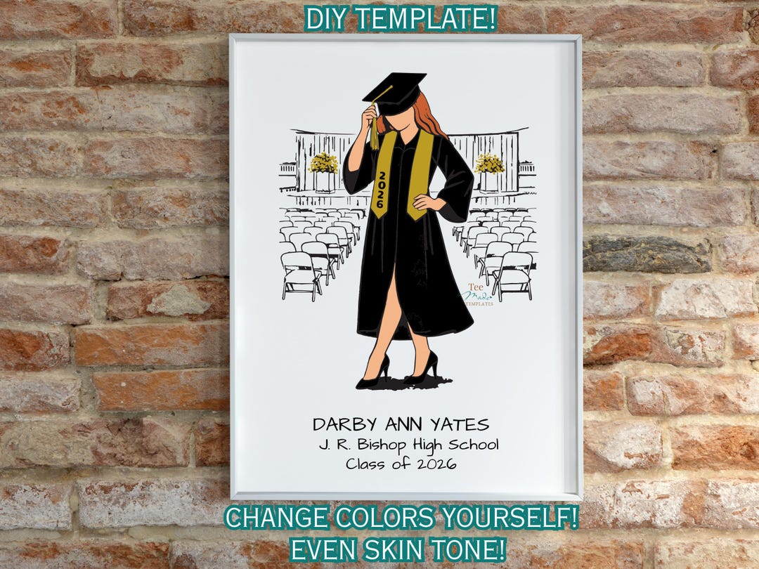 Graduation Iv 2026 Graduation Wall Art Canva Template, Editable School Colors Grad ...