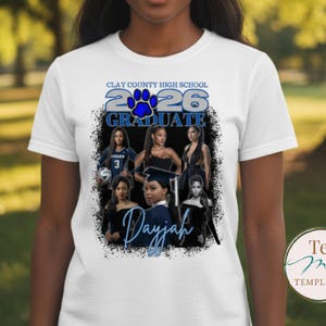 Grad Shirt Template, Canva Graduation Shirt, Mascot, 2026 Grad T-shirt, Editable Template, Customize Bootleg Tee, Sublimation Tshirt, DIY image 5