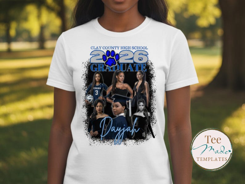 Grad Shirt Template, Canva Graduation Shirt, Mascot, 2026 Grad T-shirt, Editable Template, Customize Bootleg Tee, Sublimation Tshirt, DIY image 5