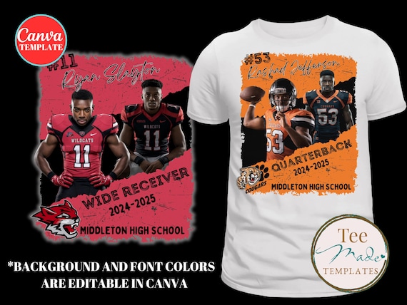 3D Football Tshirt Template, Canva Template, Editable Gameday shirt, Changeable Colors, Personalized High School t-shirt, Sublimation, DTF