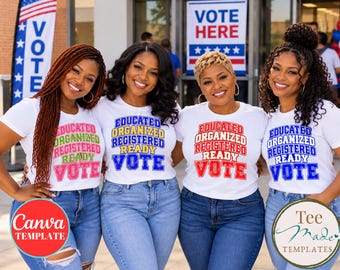 Editable Vote Shirt Canva Template | Sorority Color Voting Design