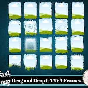 Plantillas de marcos de Canva, paquete de marcos cuadrados desgastados, marcos personalizables de Canva, marcos de fotos de Canva, marcos de arrastrar y soltar, descarga digital