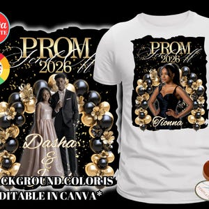 Prom Send Off TShirt Design, DIY Canva Template, Editable 2026 Prom t-Shirt Template,  Drag & Drop, Customizable Sublimation Design, DTF DTG