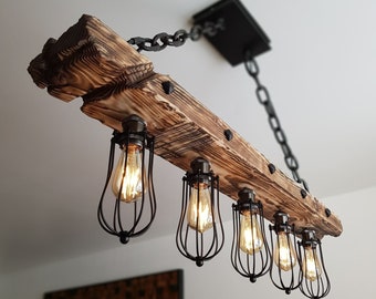 Lámpara de madera / Candelabro / Iluminación - Etsy