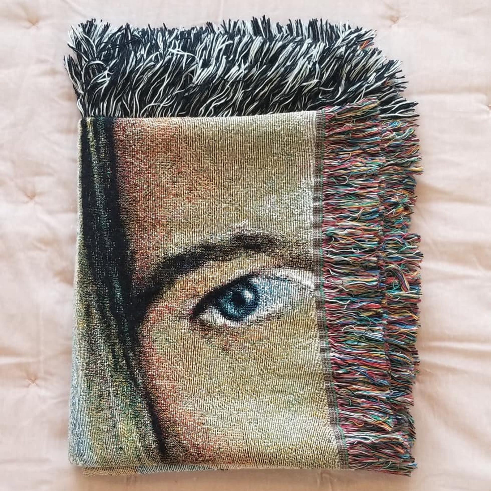 90s Memphis Style Throw Blanket // Pastels // Brad Pitt // Cotton Tapestry // Woven Wall Hanging