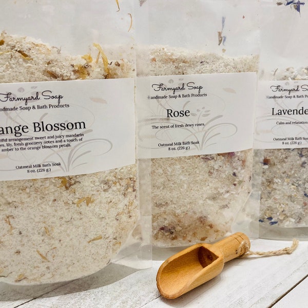 Oatmeal Milk Bath Soak, Oatmeal Bath Soak, Milk Bath, Scented Oatmeal Bath Soak Rose/Lavender/Orange Blossom/Vanilla Coconut/Seaside