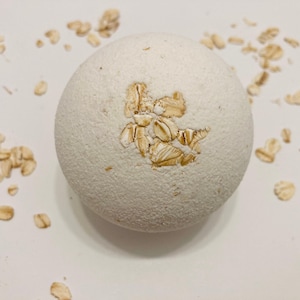 Large Handmade Unscented Oatmeal Bath Bomb, Fragrance and Dye Free for Sensitive Skin